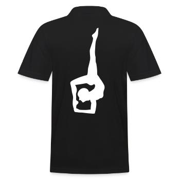 Silhouette de yoga blanche en pose articulée - Polo Homme - noir - Dos - Kai (181cm)