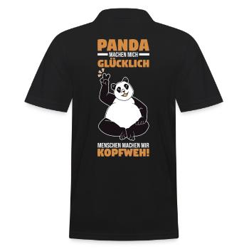 Panda - Männer Poloshirt - Schwarz - Hinten - Kai (181cm)
