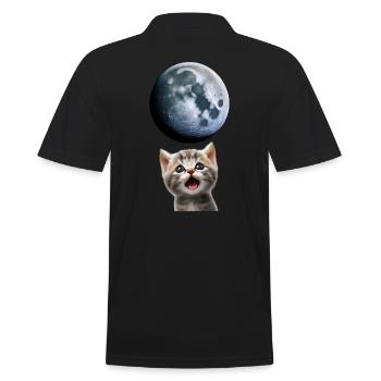Chat miaulant vers la lune - Polo Homme - noir - Dos - Kai (181cm)