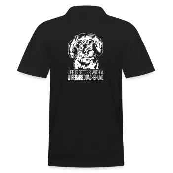 Wirehaired Dachshund life is better Dogs Wilsigns - Men's Polo Shirt - black - Back - Kai (181cm)