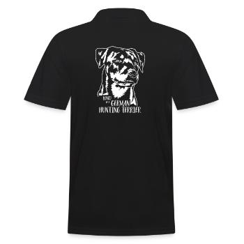 Loved by a German Hunting Terrier Hunde Wilsigns - Männer Poloshirt - Schwarz - Hinten - Kai (181cm)