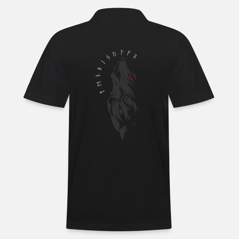 Fenrirwolf - Runen - Fenrir - Männer Poloshirt - Schwarz