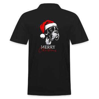 Boxer Merry Christmas, Dog's Head - Men's Polo Shirt - black - Back - Kai (181cm)