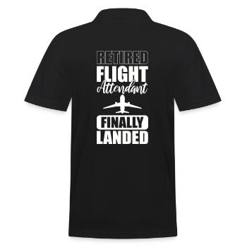 Retired Flight Attendant Finally Landed - Männer Poloshirt - Schwarz - Hinten - Kai (181cm)