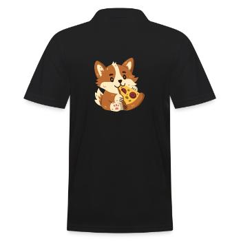 Corgi à la pizza - Polo Homme - noir - Dos - Kai (181cm)