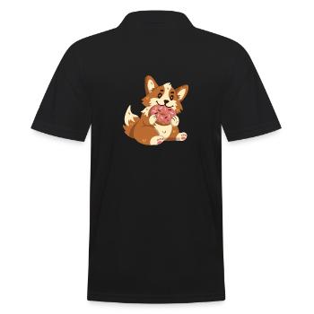 Corgi au beignet - Polo Homme - noir - Dos - Kai (181cm)