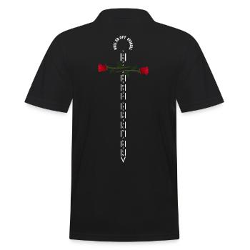 Ange avec des roses et une croix sur le fond du texte - Polo Homme - noir - Dos - Kai (181cm)