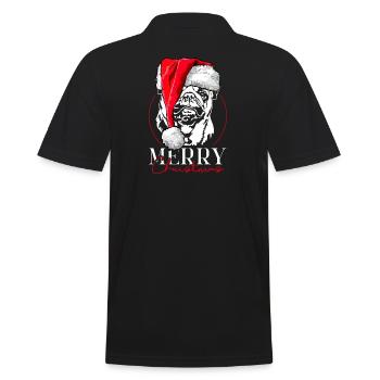 Santa Mops Merry Christmas Hunde Hund Wilsigns - Männer Poloshirt - Schwarz - Hinten - Kai (181cm)