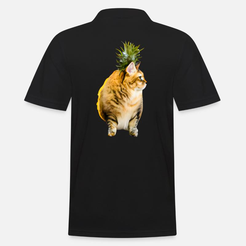 Kawaii Ananas-Katze - Männer Poloshirt - Schwarz