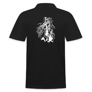 PFERD Portrait Pferde Reiter Wilsigns - Männer Poloshirt - Schwarz - Hinten - Kai (181cm)