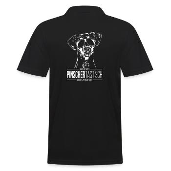 PINSCHERTASTISCH Deutscher Pinscher Spruch Hund - Männer Poloshirt - Schwarz - Hinten - Kai (181cm)