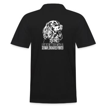 German Longhaired Pointer life is better Wilsigns - Men's Polo Shirt - black - Back - Kai (181cm)