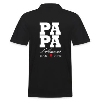 Liebevoller Papa seit 2020 - Männer Poloshirt - Schwarz - Hinten - Kai (181cm)