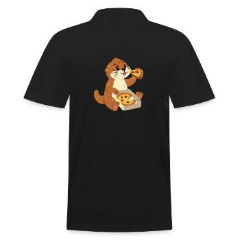 Loutre à la pizza - Polo Homme - noir - Dos - Kai (181cm)