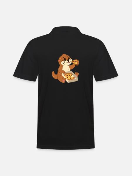 Otter mit Pizza - Männer Poloshirt - Schwarz
