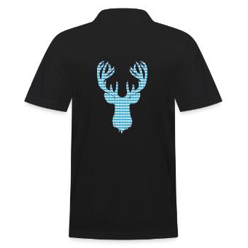 Bayrischer Hirsch mit Hörner als Patches - Männer Poloshirt - Schwarz - Hinten - Kai (181cm)