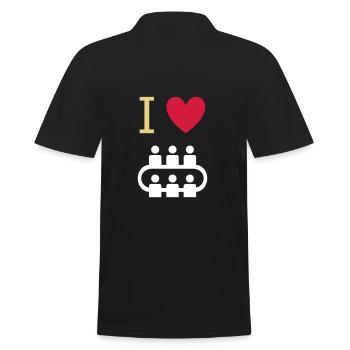 ★ Design colors changeable ★ I love meetings - Men's Polo Shirt - black - Back - Kai (181cm)