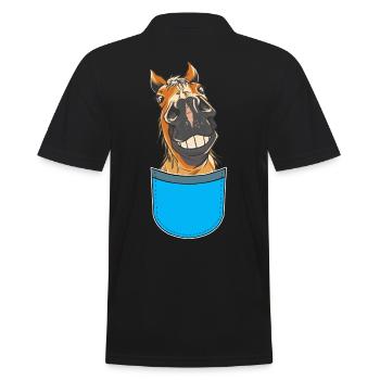 Lustiges Pferd Pferde Reiterin Reiter Kinder - Männer Poloshirt - Schwarz - Hinten - Kai (181cm)