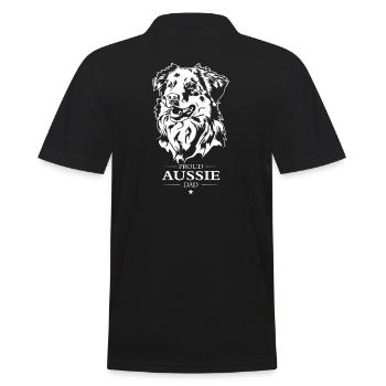 Aussie Dad Dogs Australian Shepherd Dog Wilsigns - Men's Polo Shirt - black - Back - Kai (181cm)