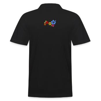 Hibiskus Blüten bunte Hawaii Blumen Sommer - Männer Poloshirt - Schwarz - Hinten - Kai (181cm)