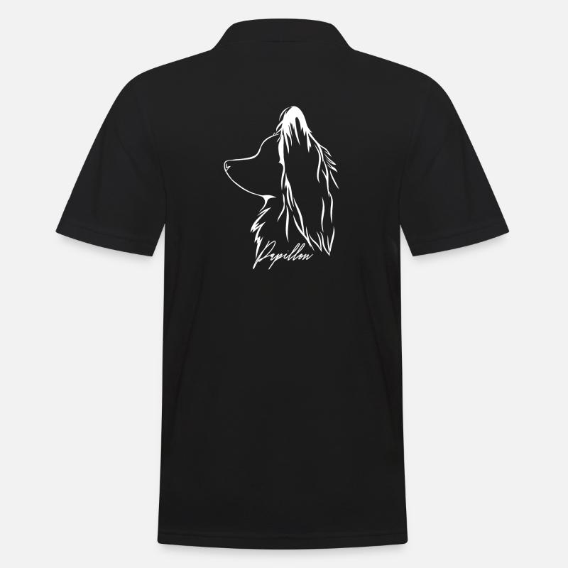 PAPILLON Profil Hunde Hund Wilsigns - Männer Poloshirt - Schwarz