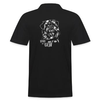 Loved by a Griff Dog Saying Dwarf Griffon Wilsigns - Men's Polo Shirt - black - Back - Kai (181cm)