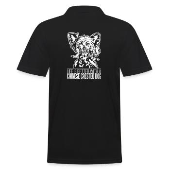 Chinese Crested Dog life is better Dogs Wilsigns - Men's Polo Shirt - black - Back - Kai (181cm)