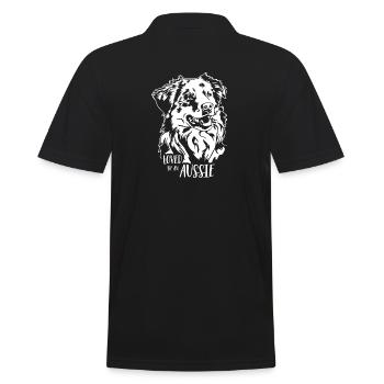 Australian Shepherd loved by an Aussie Wilsigns - Men's Polo Shirt - black - Back - Kai (181cm)