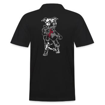Staffordshire mit Teddy - Männer Poloshirt - Schwarz - Hinten - Kai (181cm)