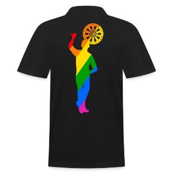 colorful dart player throwing with left - Men's Polo Shirt - black - Back - Kai (181cm)