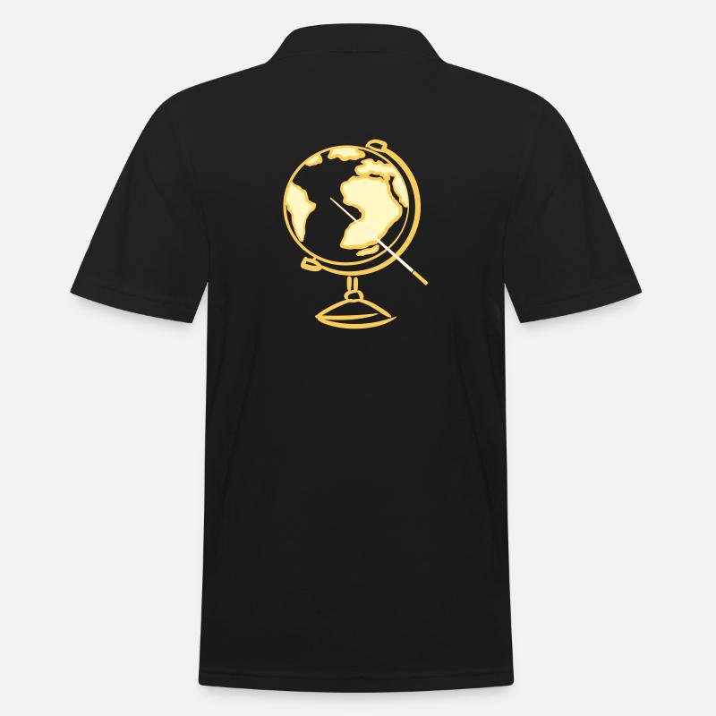 Globe. Géographie. Enseignant - Polo Homme - noir