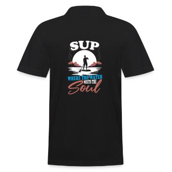 Stand Up Paddleboarding Wassersport Rennen Sup Pop - Männer Poloshirt - Schwarz - Hinten - Kai (181cm)