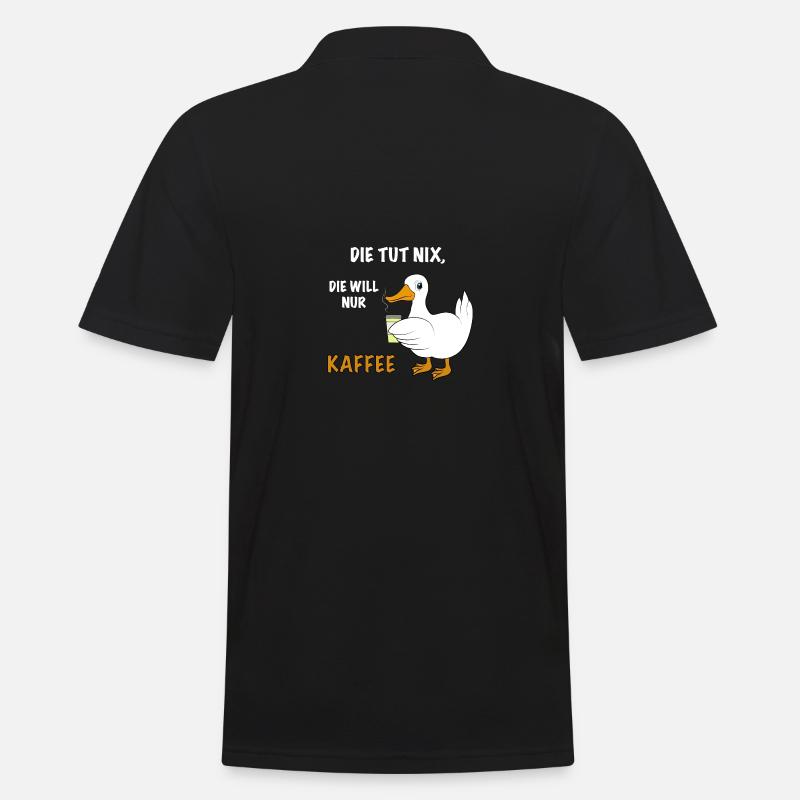 Ente Kaffee Spruch - Männer Poloshirt - Schwarz