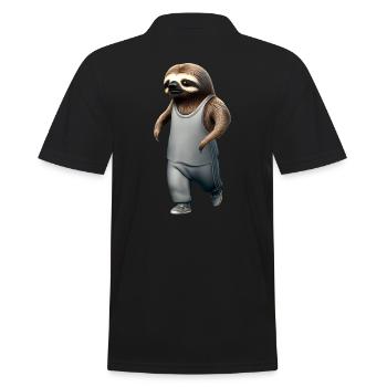 Jogging Sloth Beginner Sport - Men's Polo Shirt - black - Back - Kai (181cm)