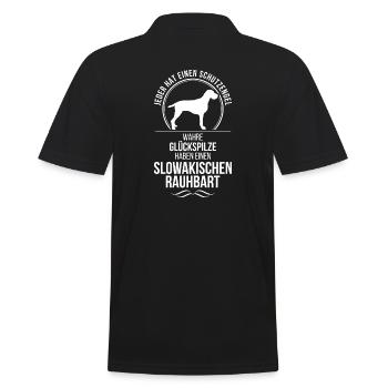 SLOWAKISCHER RAUHBART Schutzengel Spruch Wilsigns - Männer Poloshirt - Schwarz - Hinten - Kai (181cm)