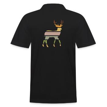 waldbewohner reh aus dem wald hirsch-sunset - Männer Poloshirt - Schwarz - Hinten - Kai (181cm)
