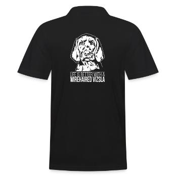 Wirehaired Vizsla life is better Dogs Wilsigns - Men's Polo Shirt - black - Back - Kai (181cm)