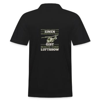 Pilot Helikopter Hubschrauber - Männer Poloshirt - Schwarz - Hinten - Kai (181cm)