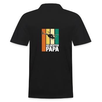 Papa Vater Vatertag Pilot Helikopter Hubschrauber - Männer Poloshirt - Schwarz - Hinten - Kai (181cm)