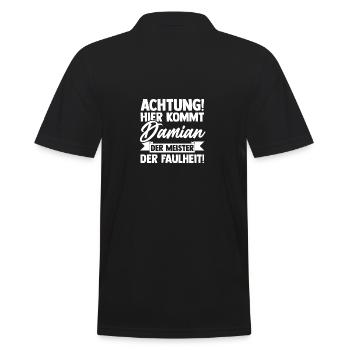 Vorname Damian - Männer Poloshirt - Schwarz - Hinten - Kai (181cm)