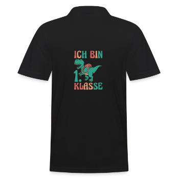 Dino Erste Klasse Schulkind Schulbeginn Einschulun - Männer Poloshirt - Schwarz - Hinten - Kai (181cm)