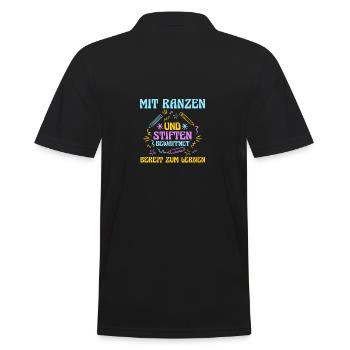 Kita Abgänger Schulanfang Schulkind Dino Einschulu - Männer Poloshirt - Schwarz - Hinten - Kai (181cm)