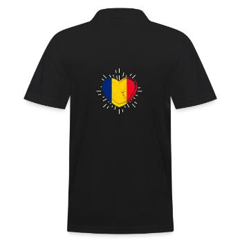 Romanian German Heart Romanian - Men's Polo Shirt - black - Back - Kai (181cm)