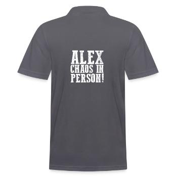 Alexander Alexandra Alexa Alex - Männer Poloshirt - Anthrazit - Hinten - Nico (186cm)