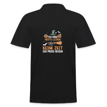 Witch Witch Broom Witch Costume Halloween - Men's Polo Shirt - black - Back - Kai (181cm)