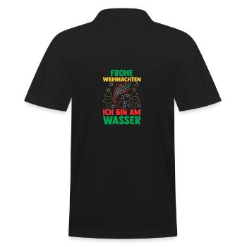 Santa Claus Fishing Christmas Party Christmas - Men's Polo Shirt - black - Back - Kai (181cm)