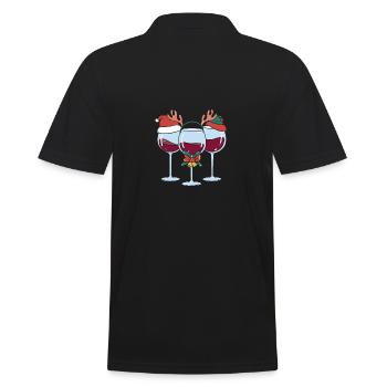 Wein Glühwein Weinglas Weihnachts - Männer Poloshirt - Schwarz - Hinten - Kai (181cm)