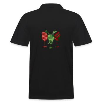 Wein Glühwein Weinglas Weihnachts - Männer Poloshirt - Schwarz - Hinten - Kai (181cm)