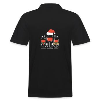 Wein Glühwein Weinglas Weihnachts - Männer Poloshirt - Schwarz - Hinten - Kai (181cm)