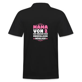 Mom of 2 children - Men's Polo Shirt - black - Back - Kai (181cm)